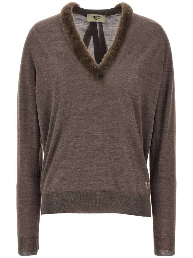 Fendi Fendi Wool And Silk V-Neck Jumper Clothing