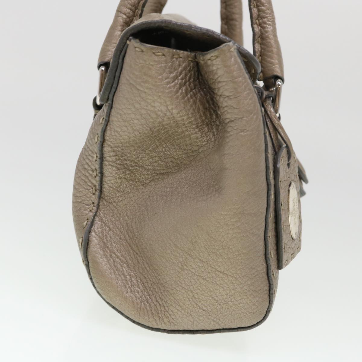 FENDI Hand Bag Leather Gray 39445