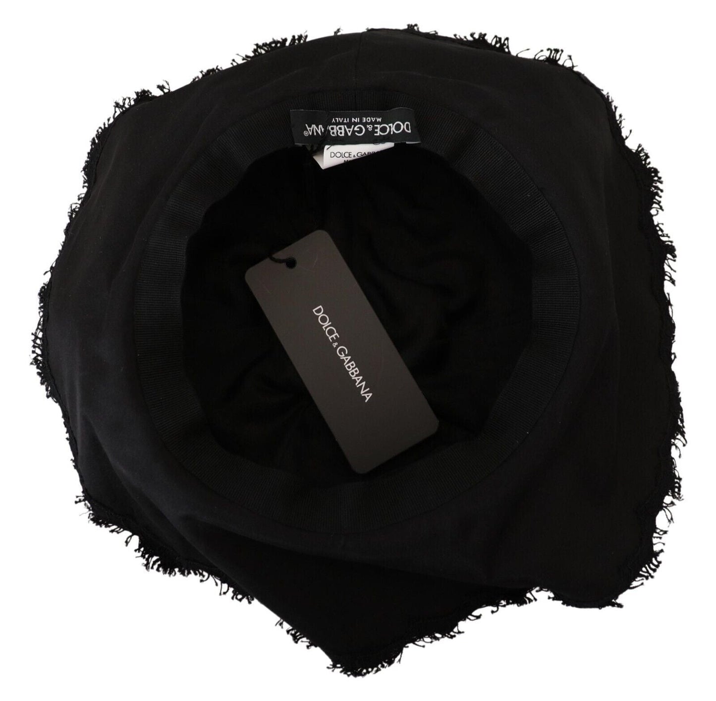 Dolce & Gabbana Black Cotton Wide Brim Shade Women's Hat