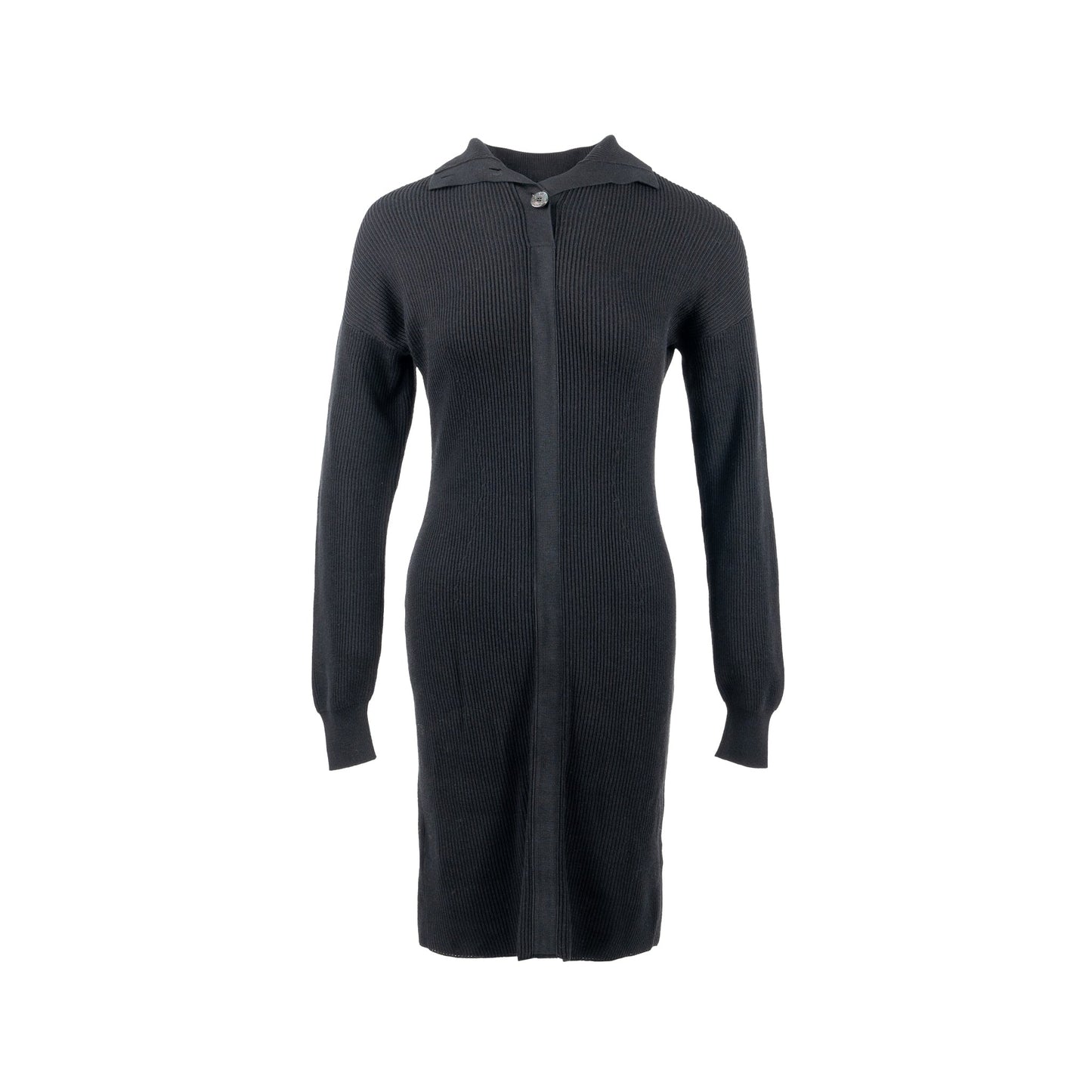 Hermes Size 34 Button Robe/Dress Cotton/Virgin Wool Black