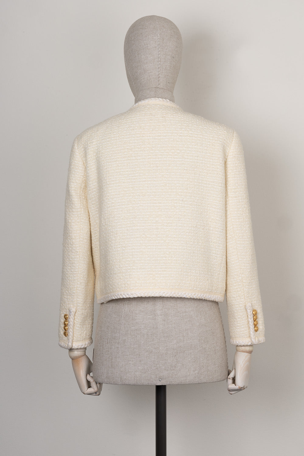 CELINE Open Boucle Cord Trim Jacket Cream