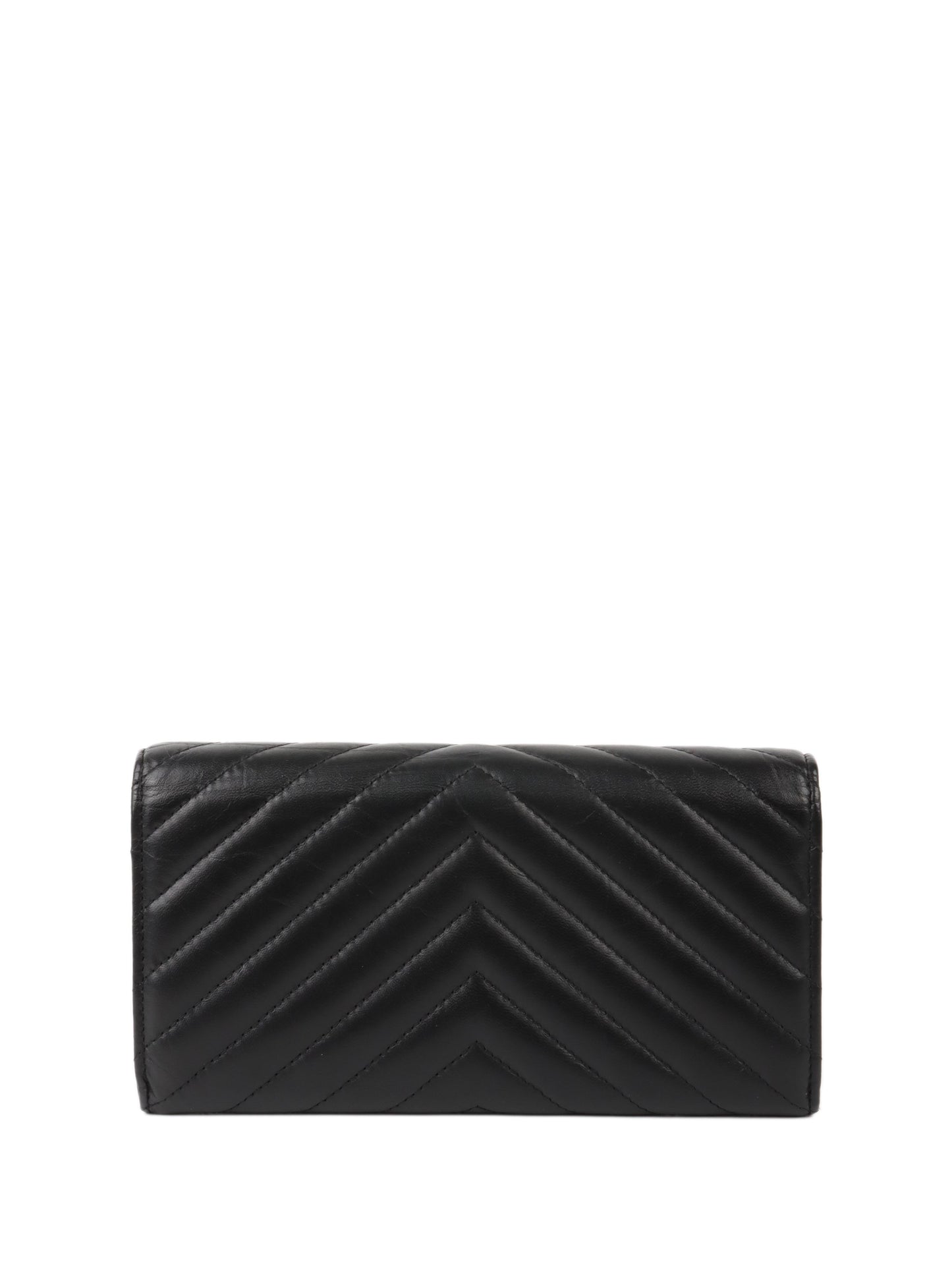Chanel All Black Chevron 2.55 Large Wallet.