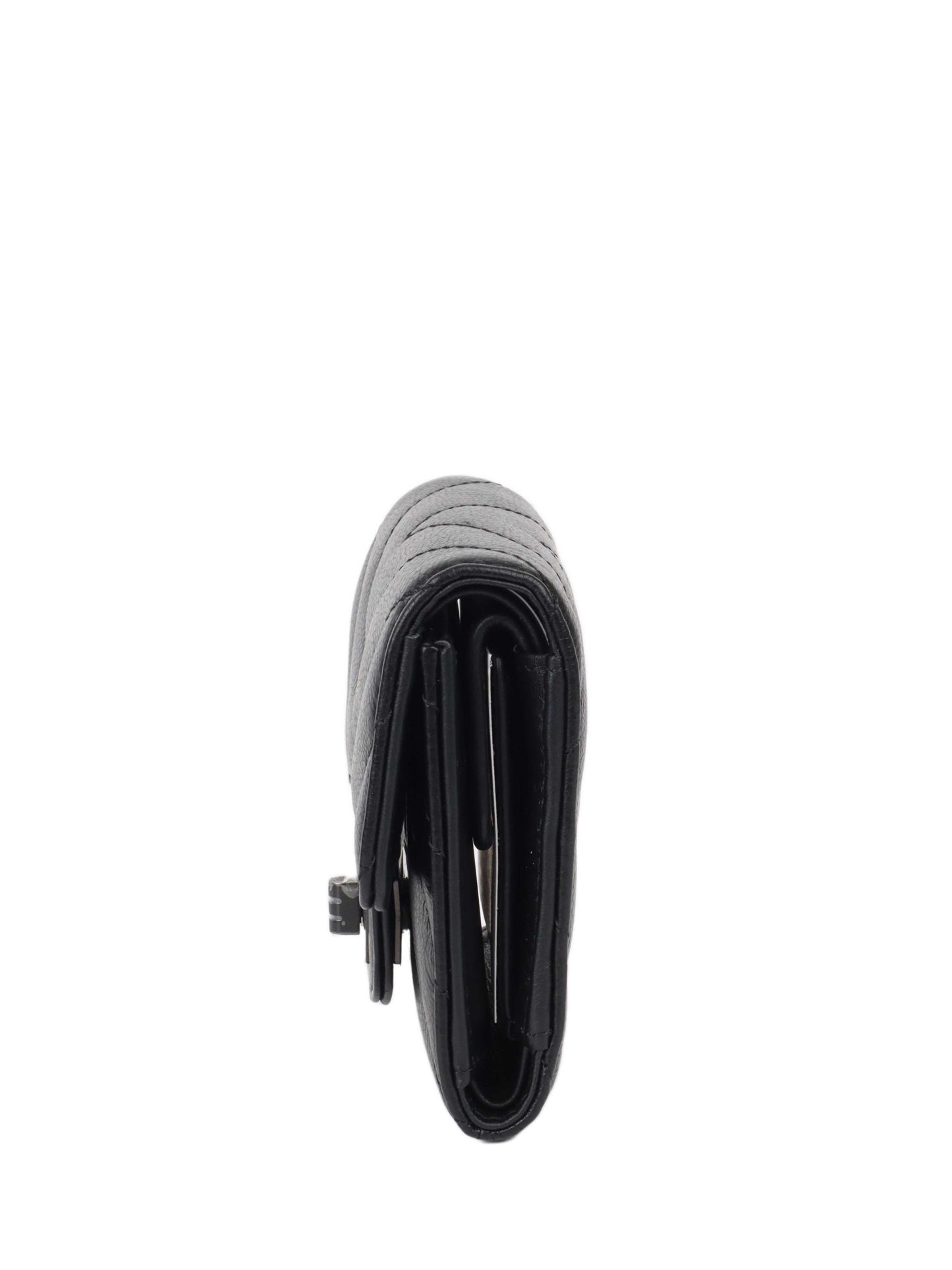 Chanel All Black Chevron 2.55 Compact Wallet.