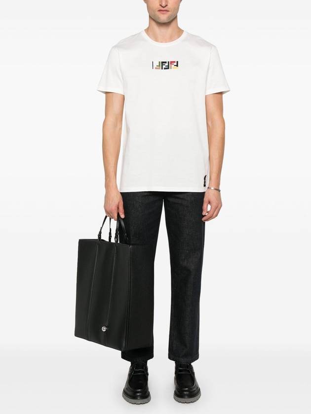 Fendi Embroidered Logo Short Sleeve T-Shirt White