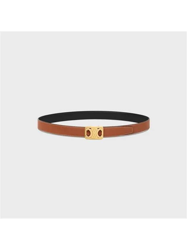 CELINE Reversible Frame Triomphe Leather Belt Tan Black