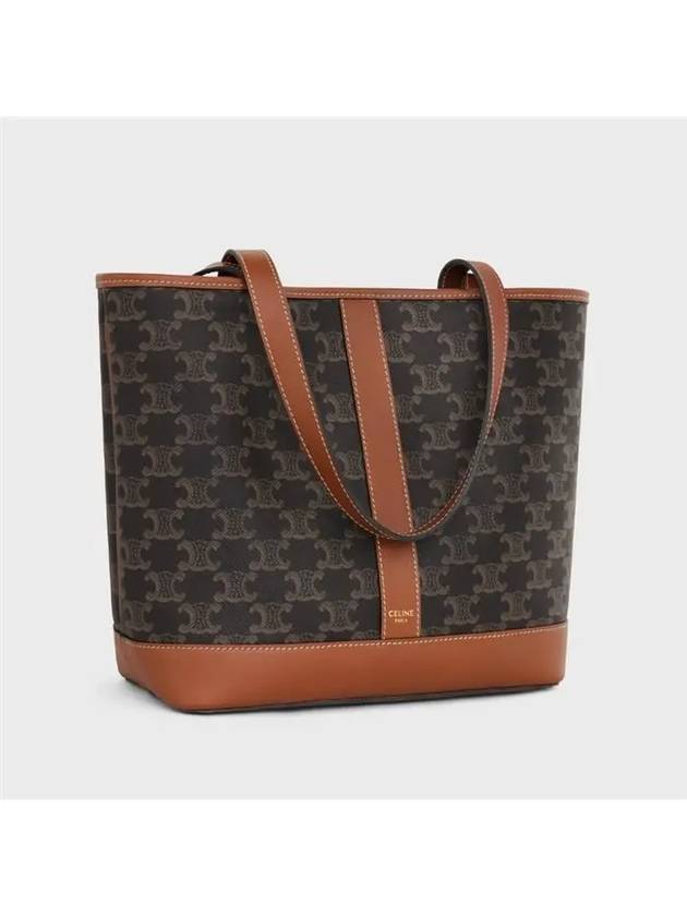 CELINE Triomphe Canvas Calfskin Tote Bag Brown Black
