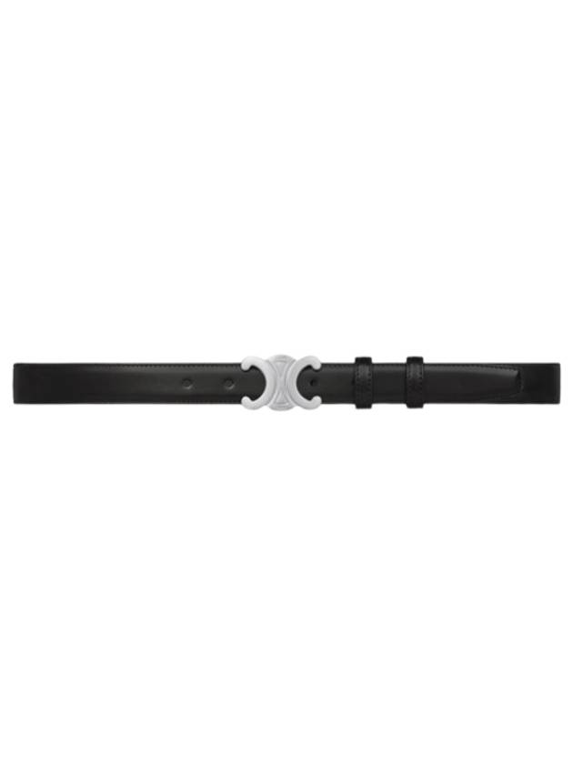 CELINE Silver Triomphe Calfskin Belt Black