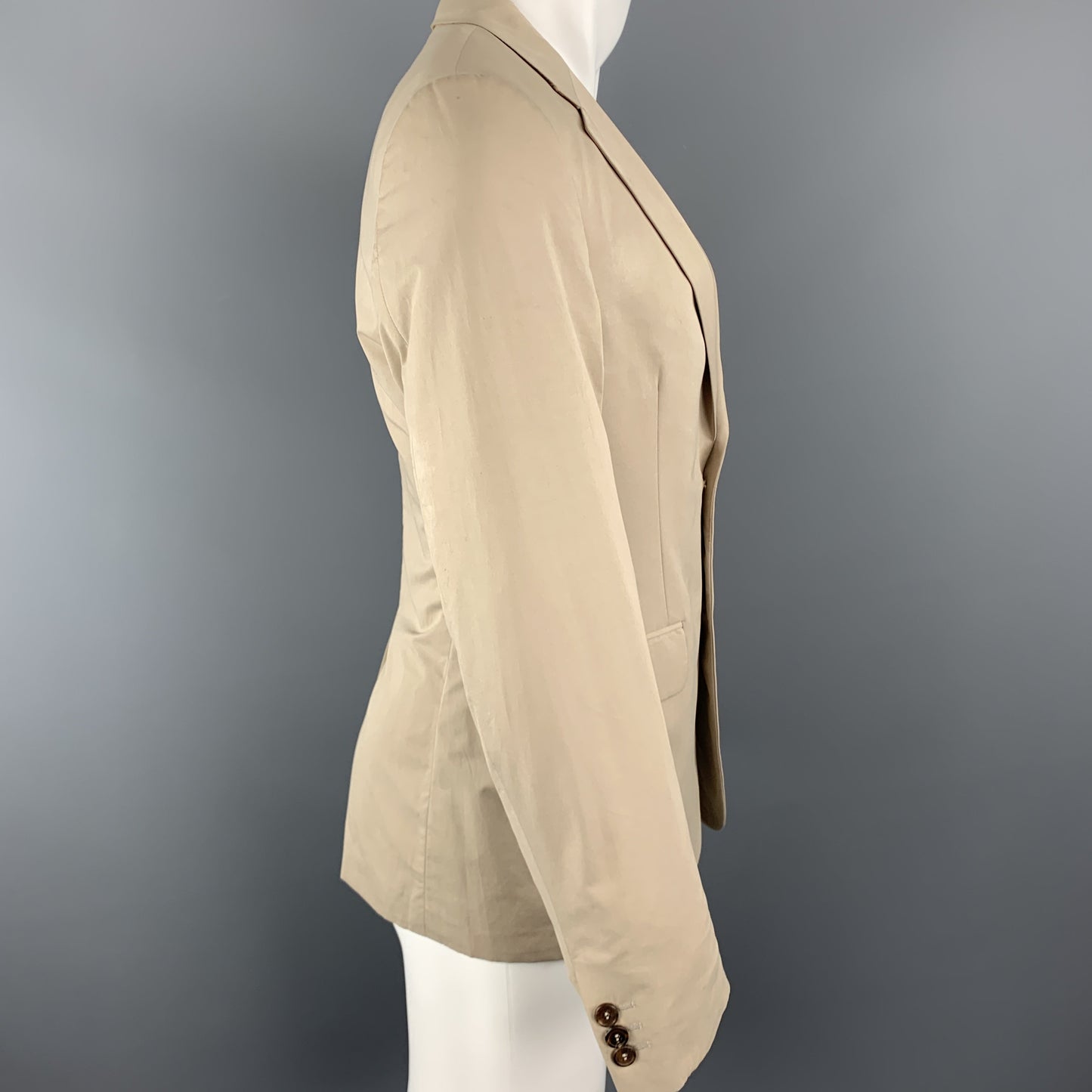 PRADA Size 38 Khaki Beige Cotton Blend Notch Lapel Sport Coat