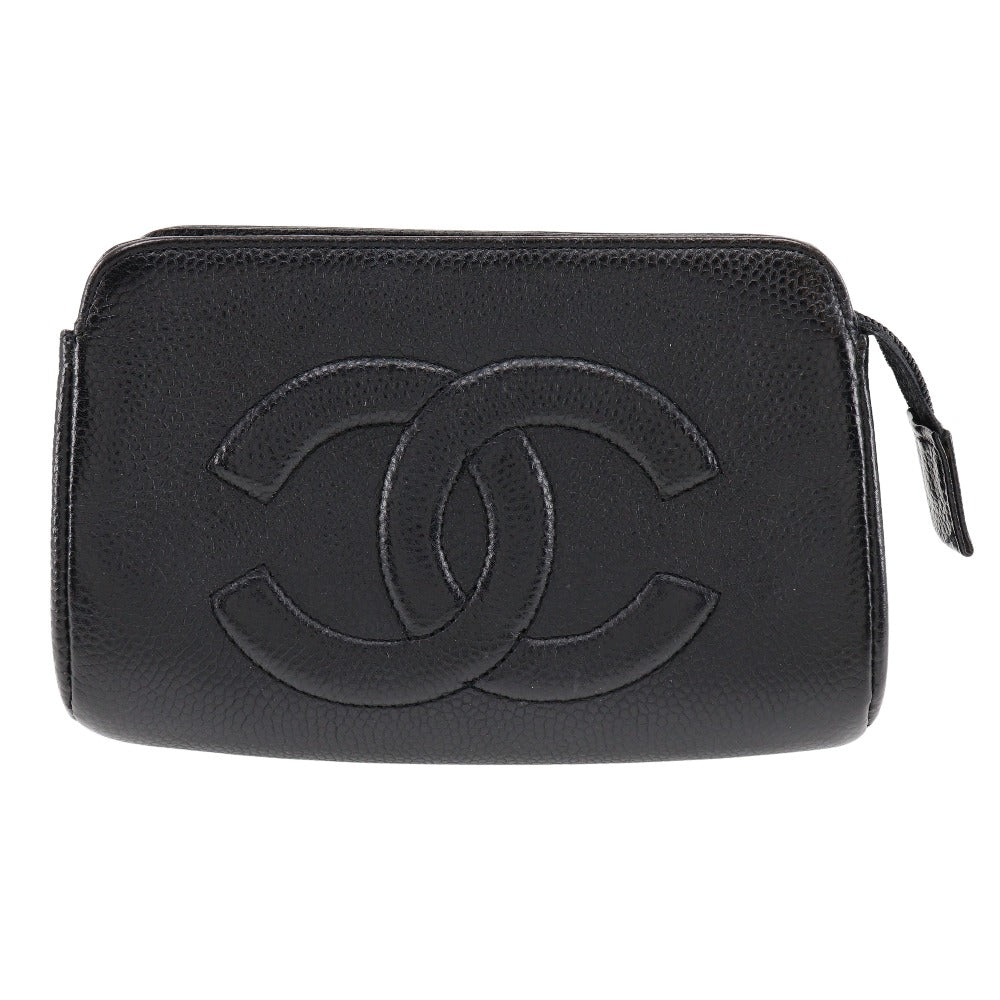 Chanel A01436 Caviar S French Black Cosmetic Pouch
