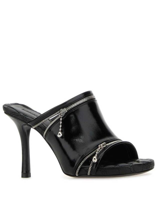 Burberry Peep Stiletto Heel Leather Mule Black
