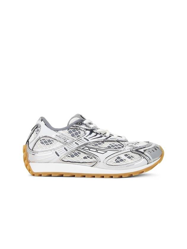 Bottega Veneta Orbit Mesh Rubber Low Top Sneakers Silver White