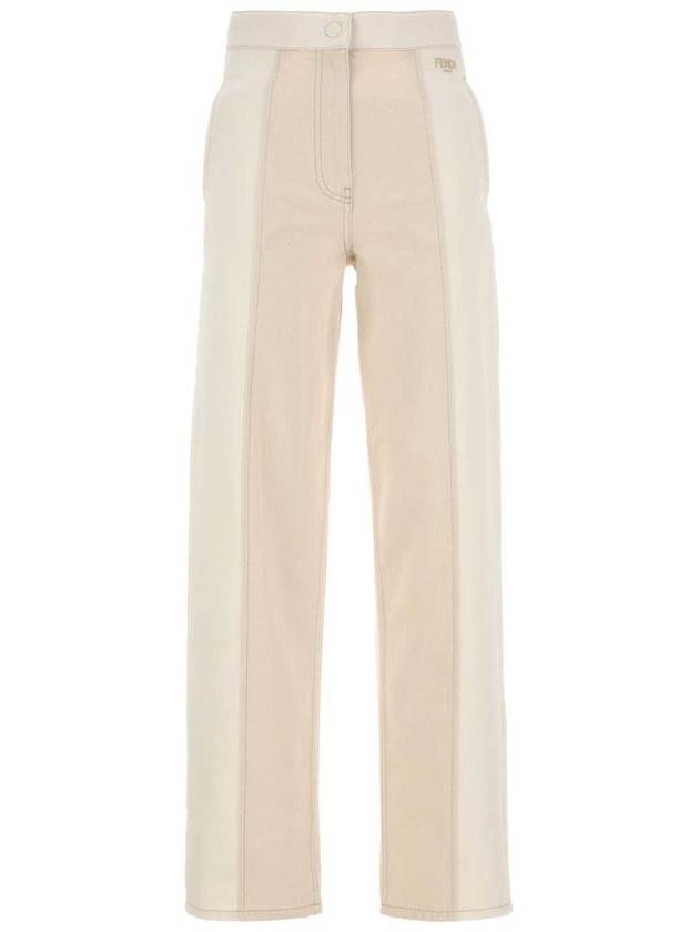 Fendi Two Tone Long Jeans White