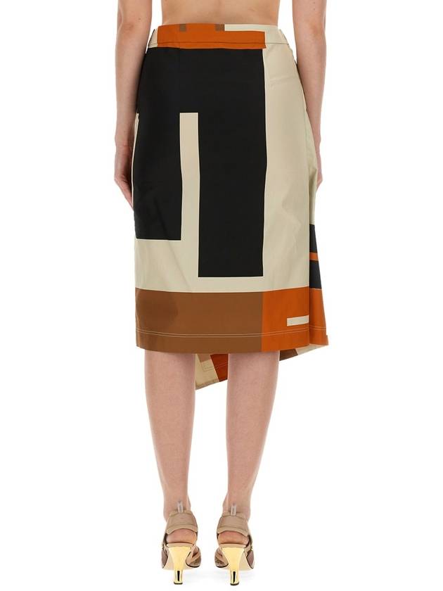 Fendi Maxi FF Puzzle Cotton Poplin A-Line Skirt