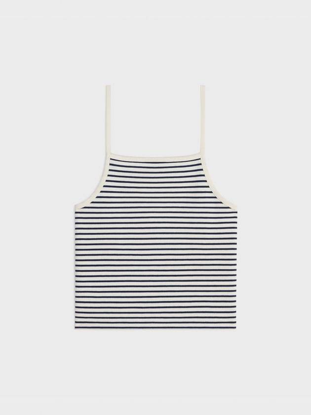 CELINE Triomphe Striped Sleeveless Off White Navy