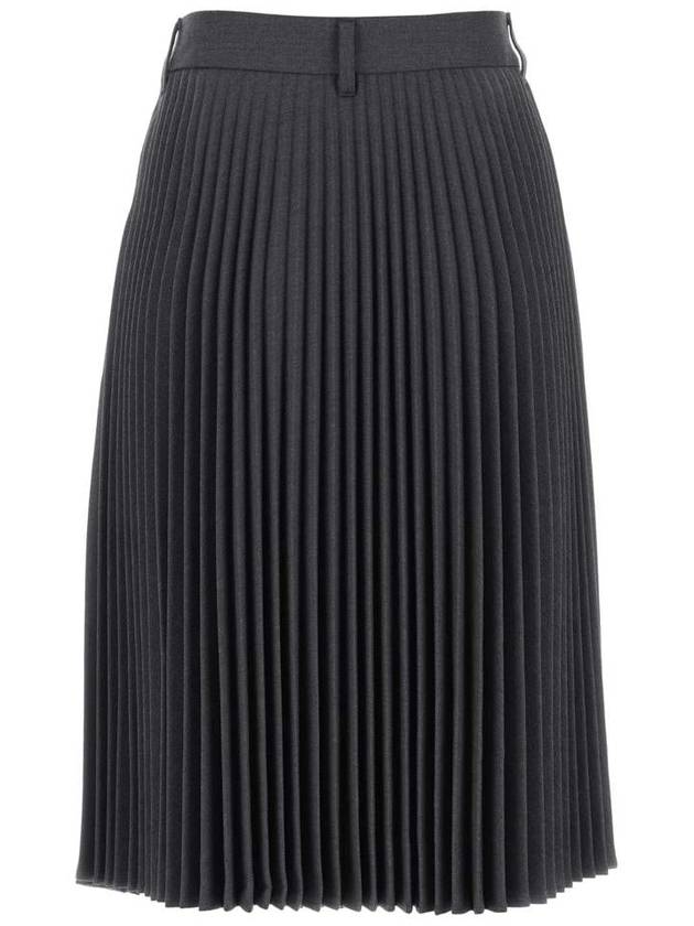 Burberry Women's Paneled Wool Blend Pleated Skirt Dark Gray Melange