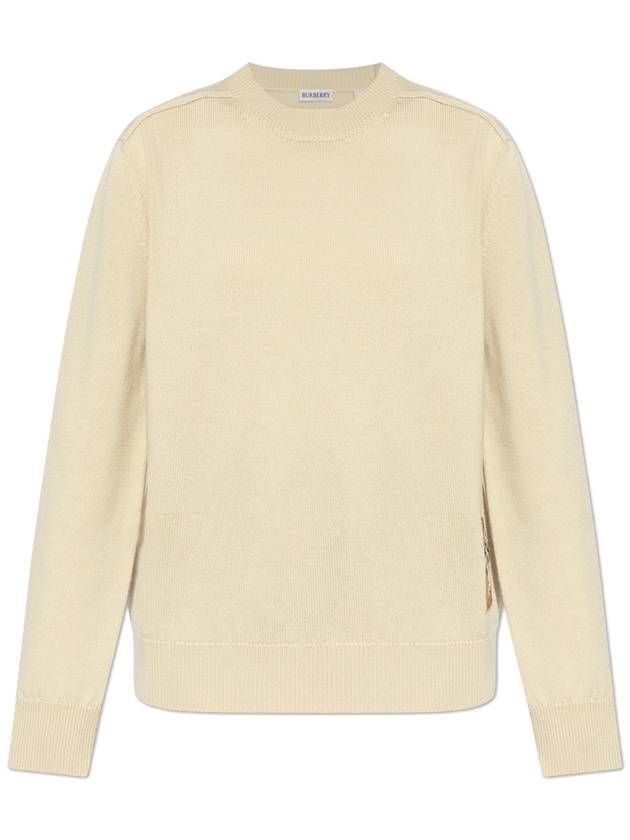 Burberry Check Label Wool Knit Top Nutmeg