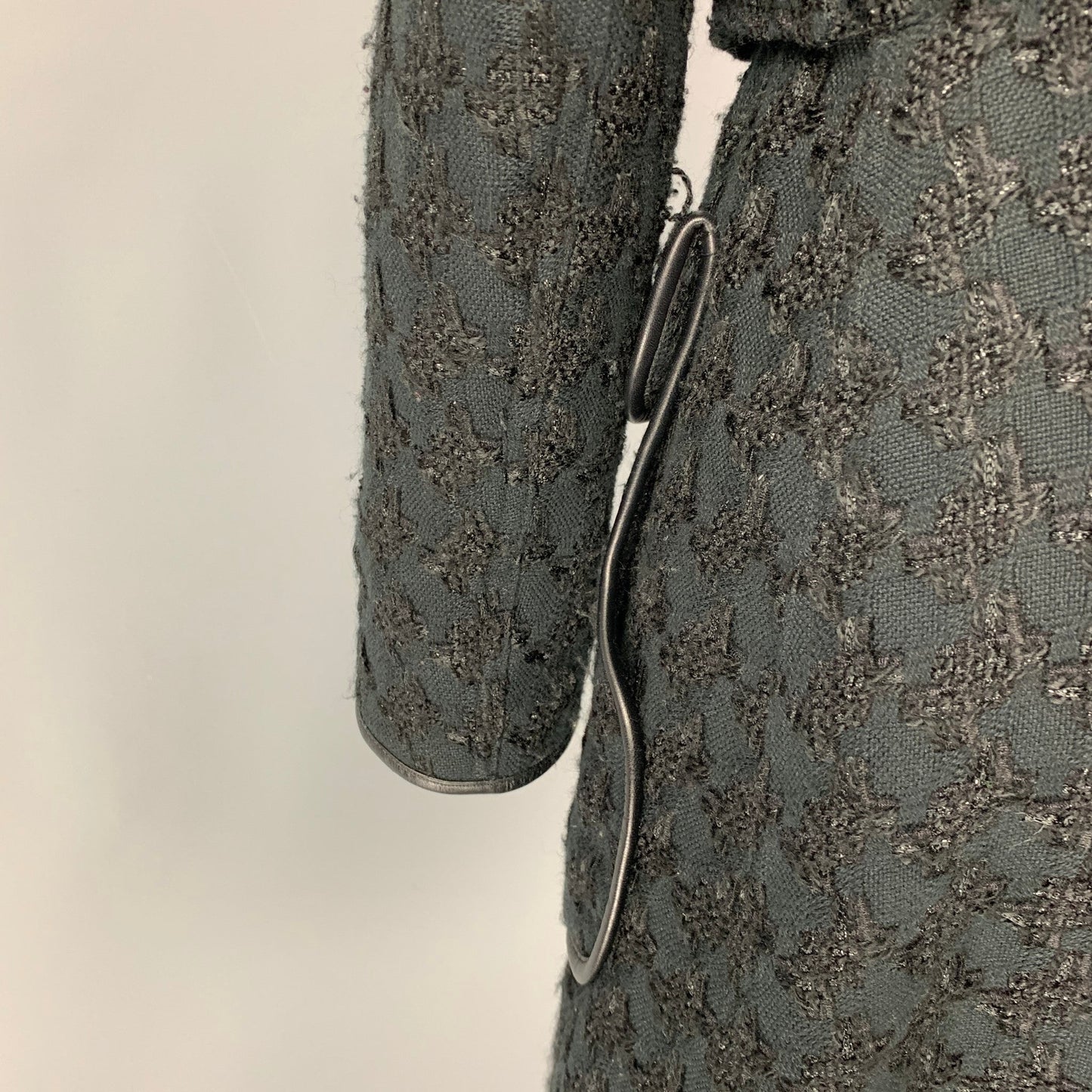 PRADA Size 4 Black Cotton Blend Textured Hidden Snaps Coat