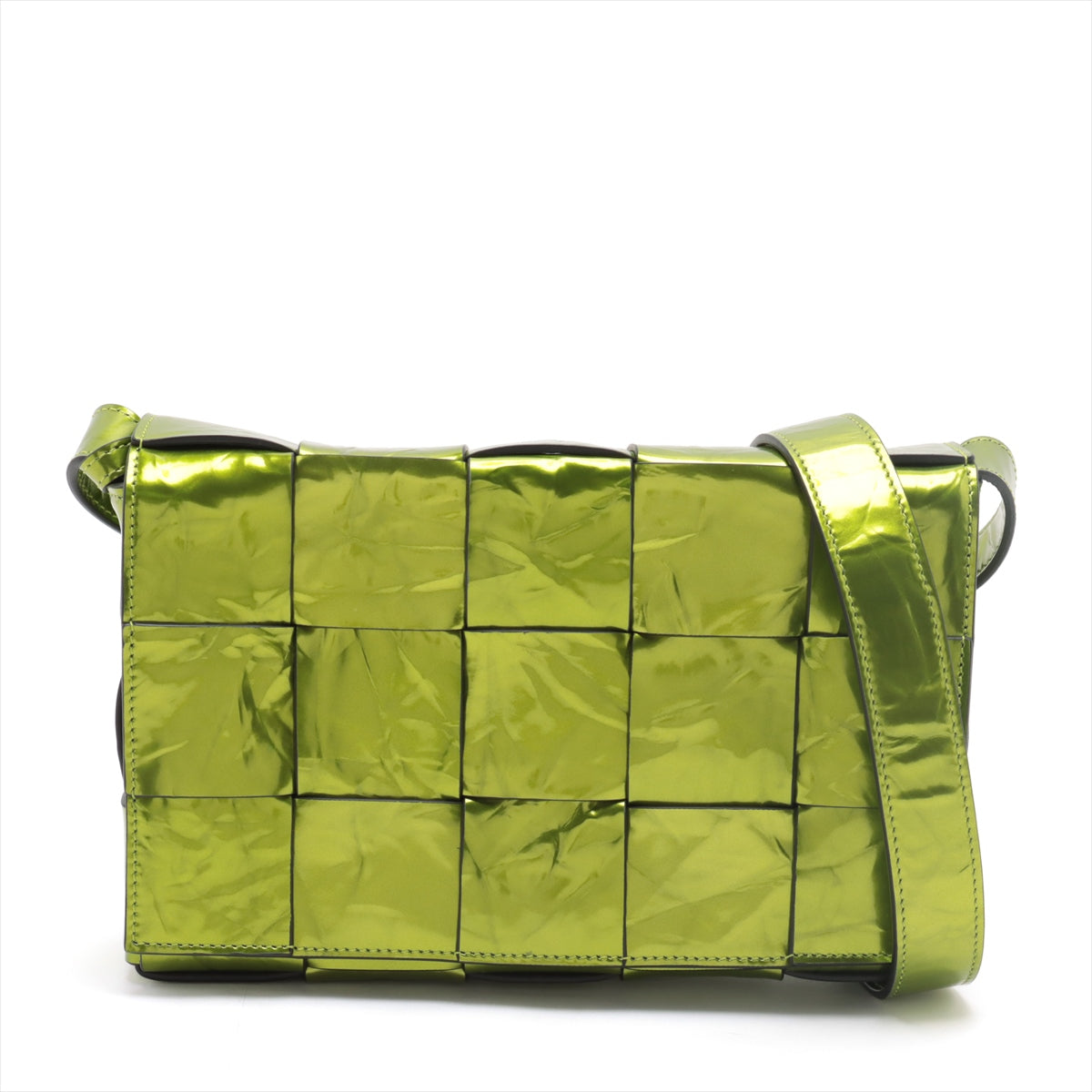 Bottega Veneta Maxi Inlet Padette Leather Shoulder Bag Green