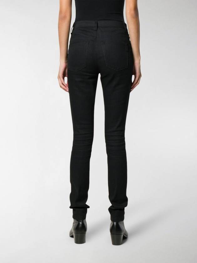 Saint Laurent Mid Rise Cotton Skinny Jeans Black