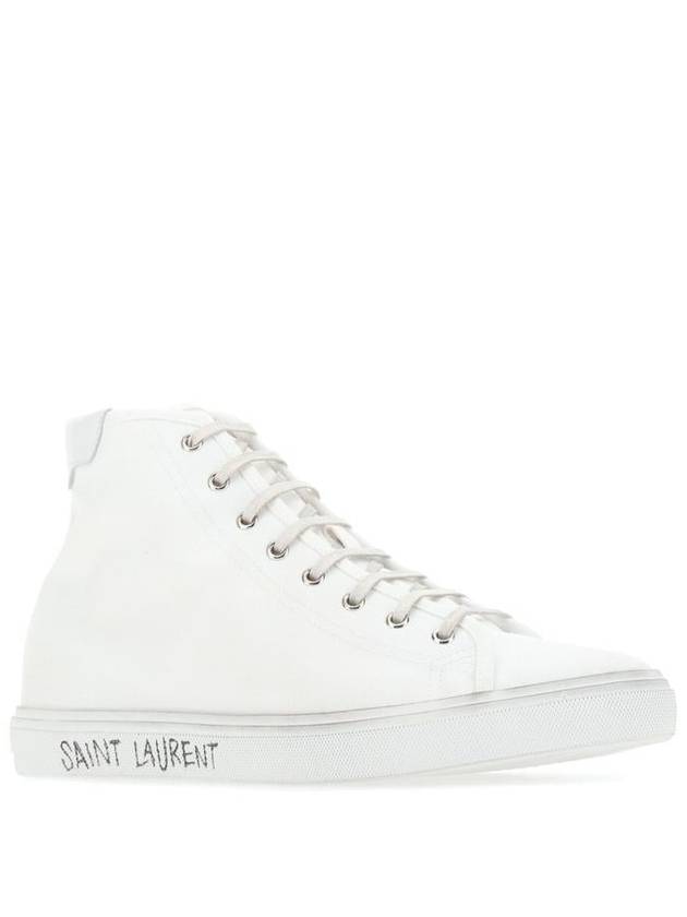 Saint Laurent Malibu Logo Canvas High Top Sneakers White
