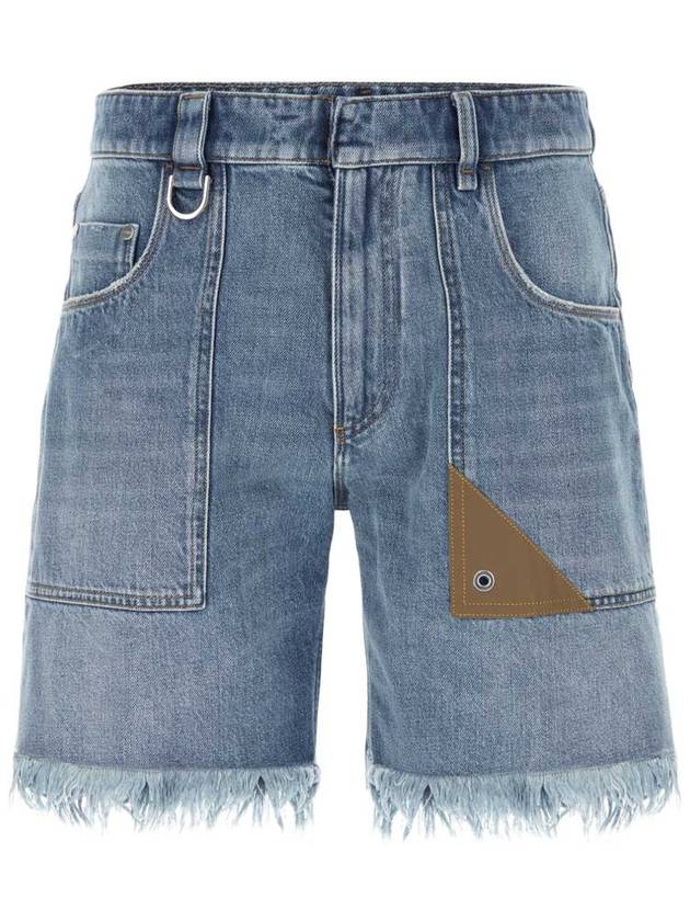 Fendi Fringe Denim Shorts Blue