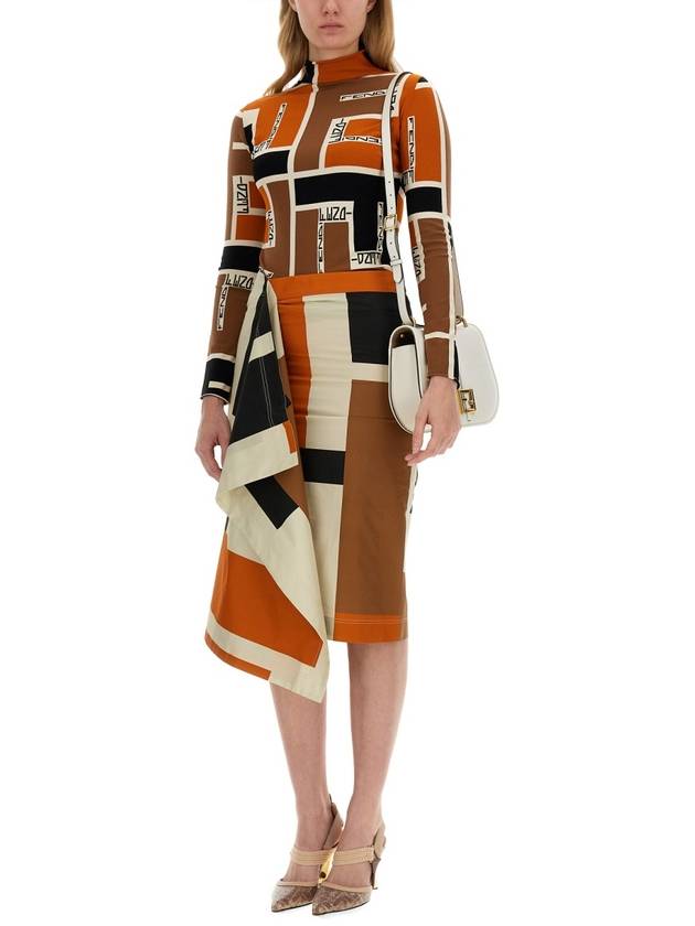 Fendi FF Puzzle Print High Neck Knit Top