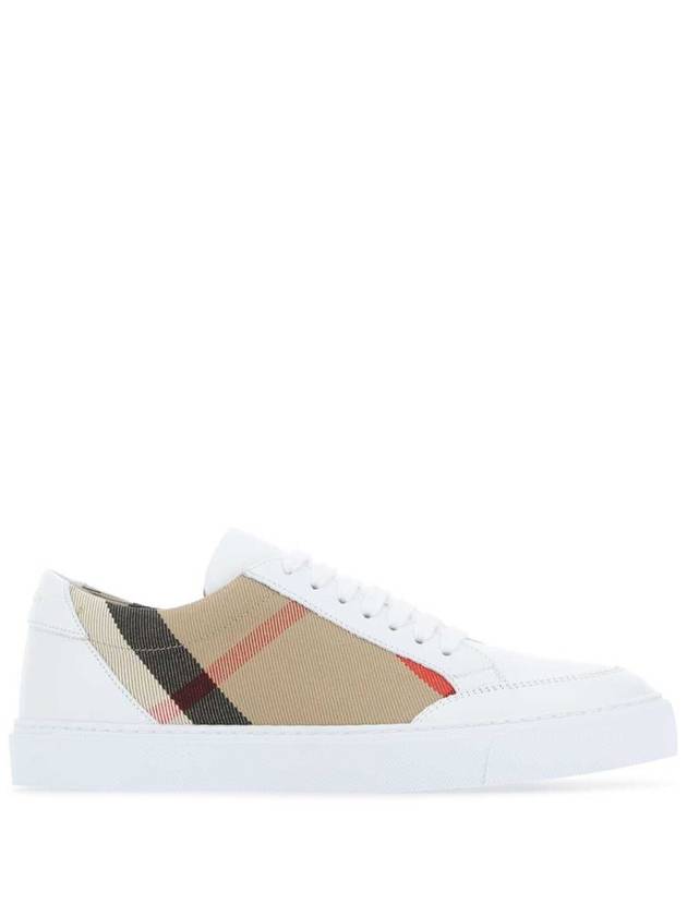 Burberry House Check Leather Sneakers Optic White