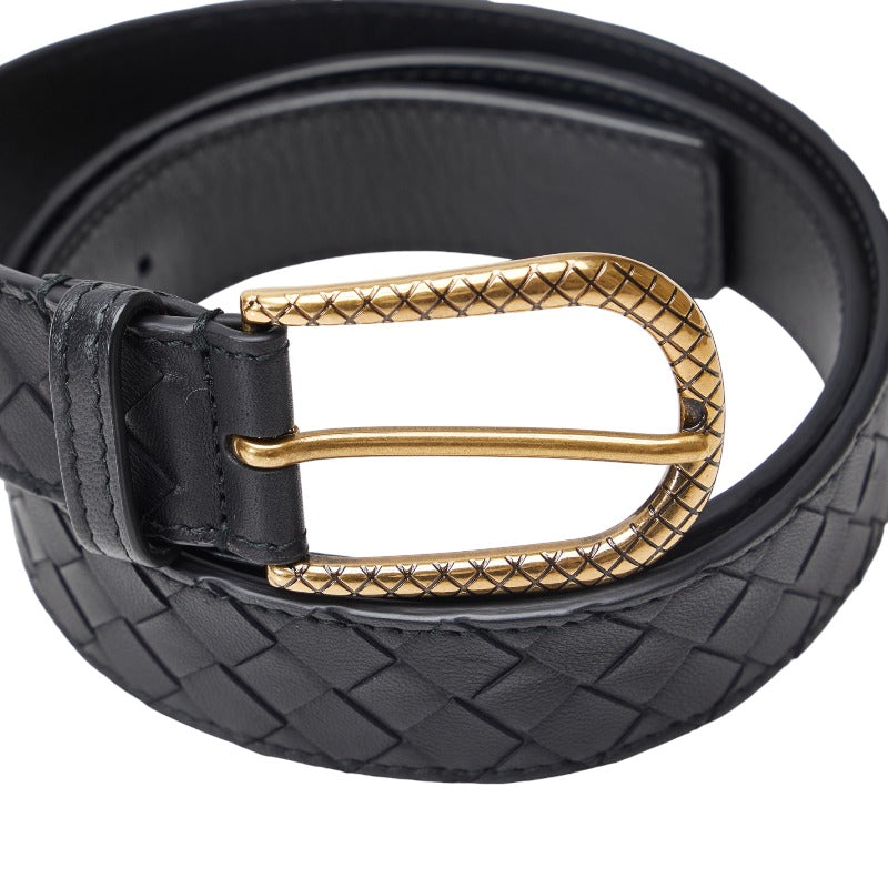Bottega Veneta Intrecciato Mens Belt in Leather Black 85/34