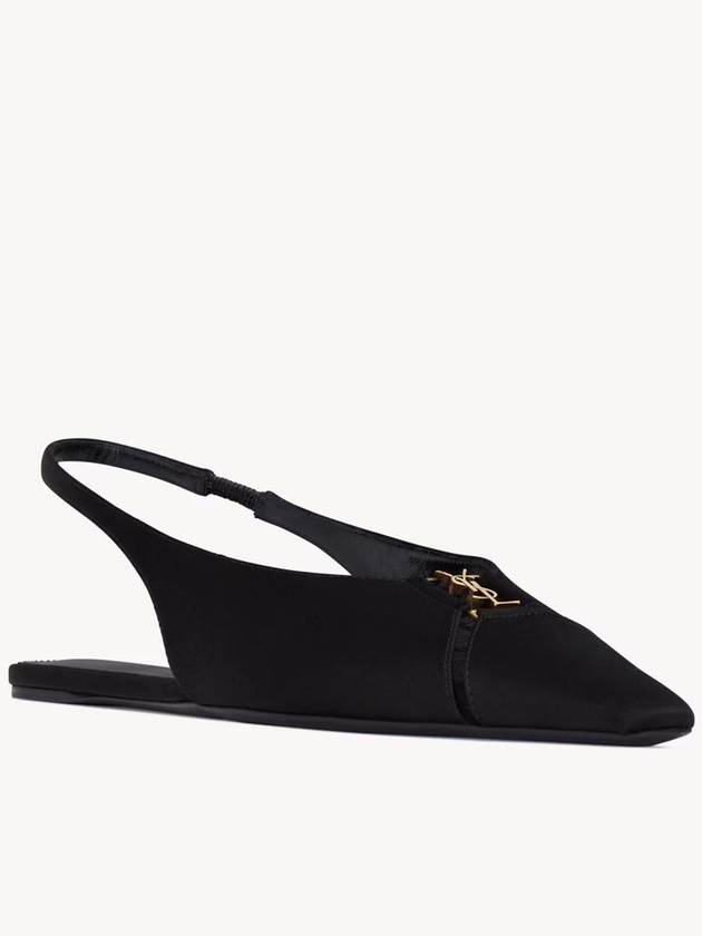 Saint Laurent Babylon Satin Slingback Flat Black