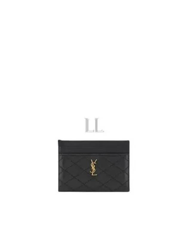 Saint Laurent Gabi Quilted Lambskin Card Wallet Black