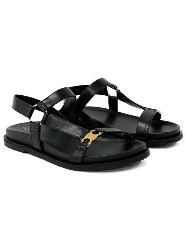 CELINE Maud Calfskin Triomphe Sandals Black
