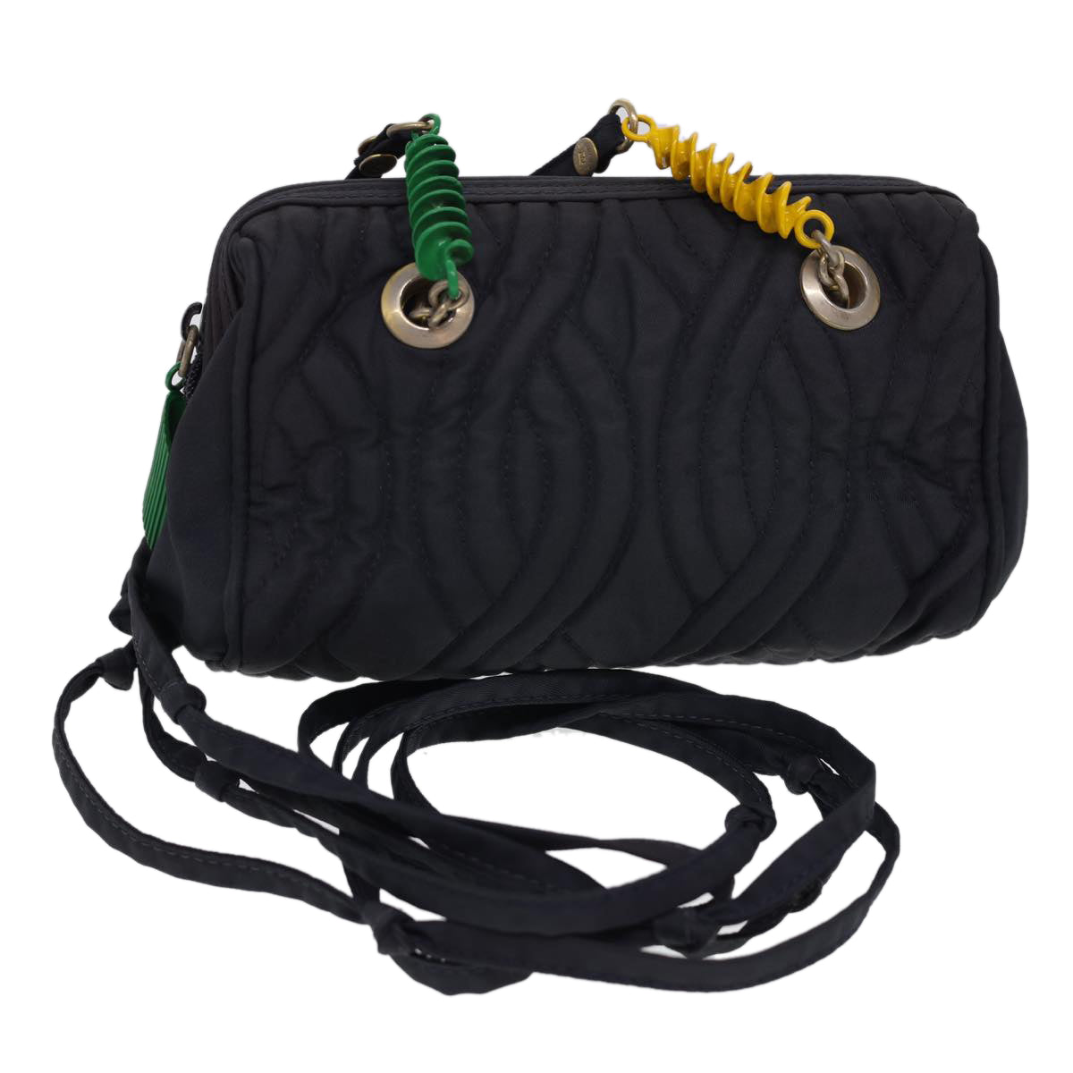 FENDI Shoulder Bag Nylon Black Multicolor 40084