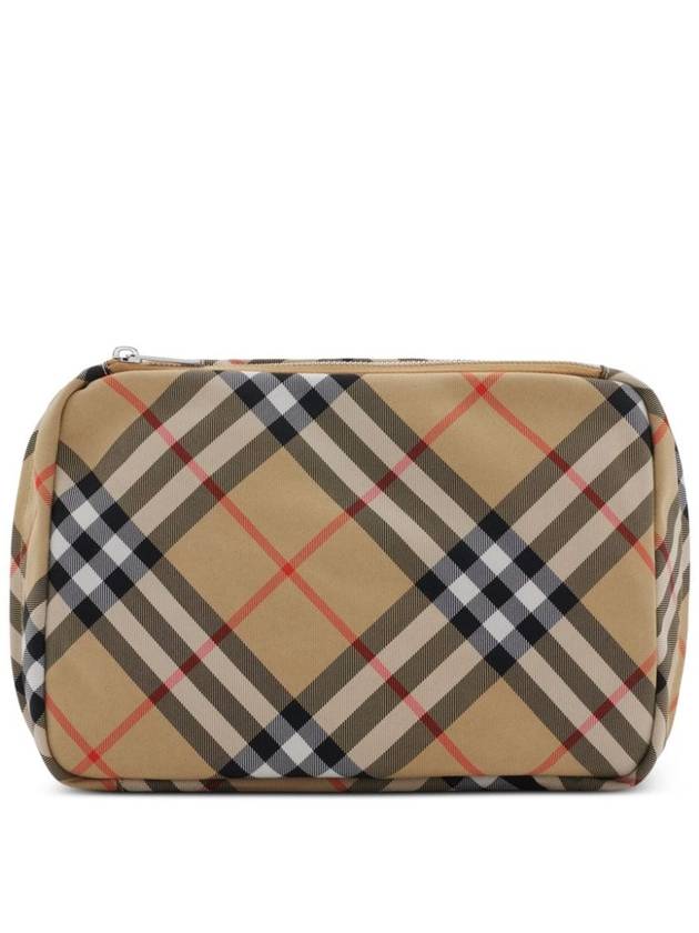 Burberry EKD Appliquéd Check Pouch Sand
