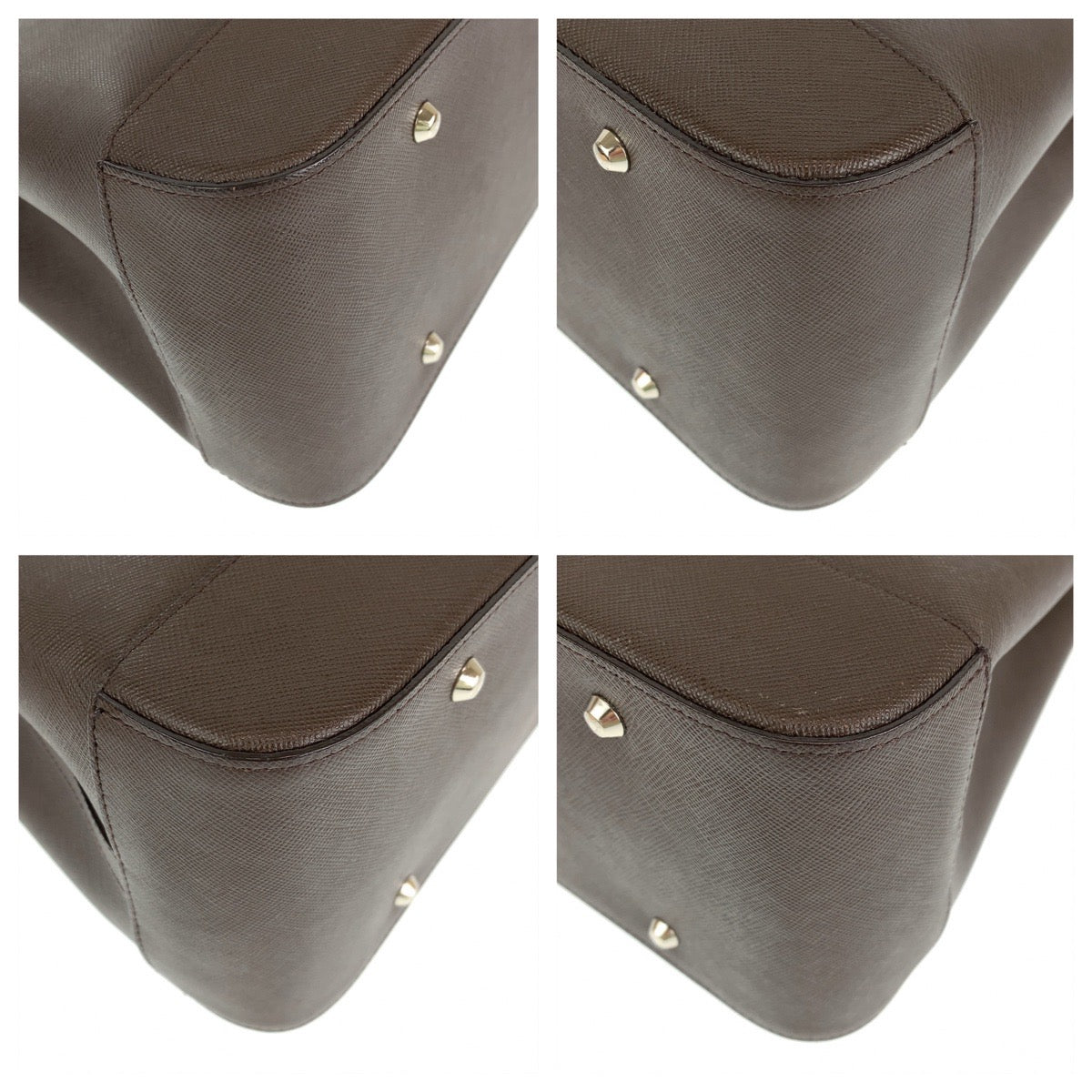 Burberry Brown Leather Checkered Tote Bag