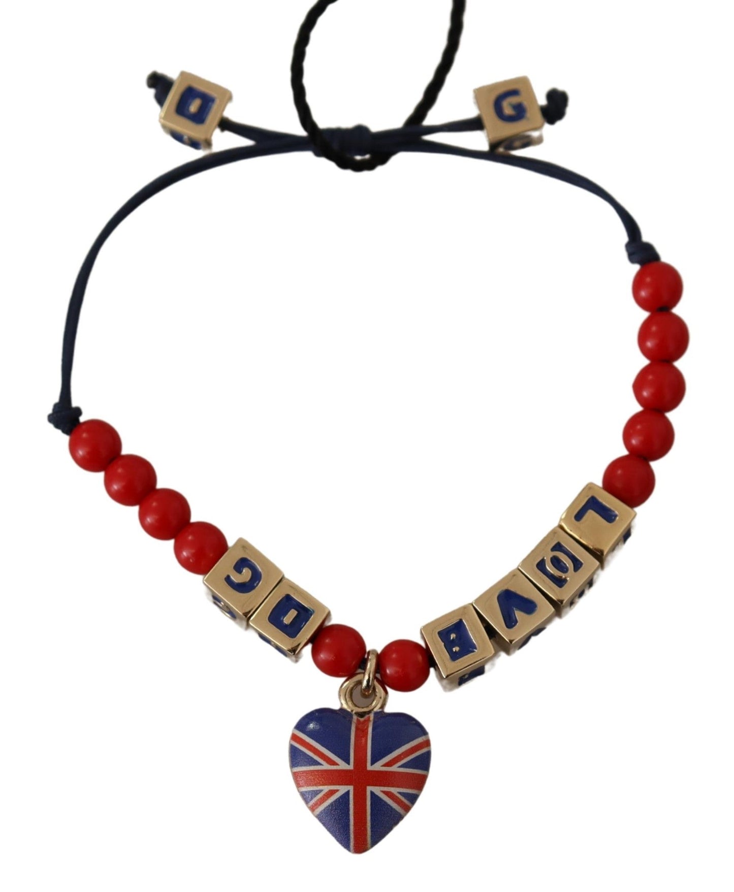 Dolce & Gabbana Red Blue Beaded DG LOVES LONDON Flag Branded Women's Bracelet