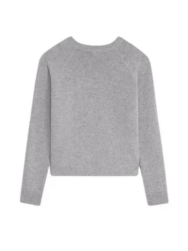 CELINE Triomphe Patch Crew Neck Wool Cashmere Knit Top Grey