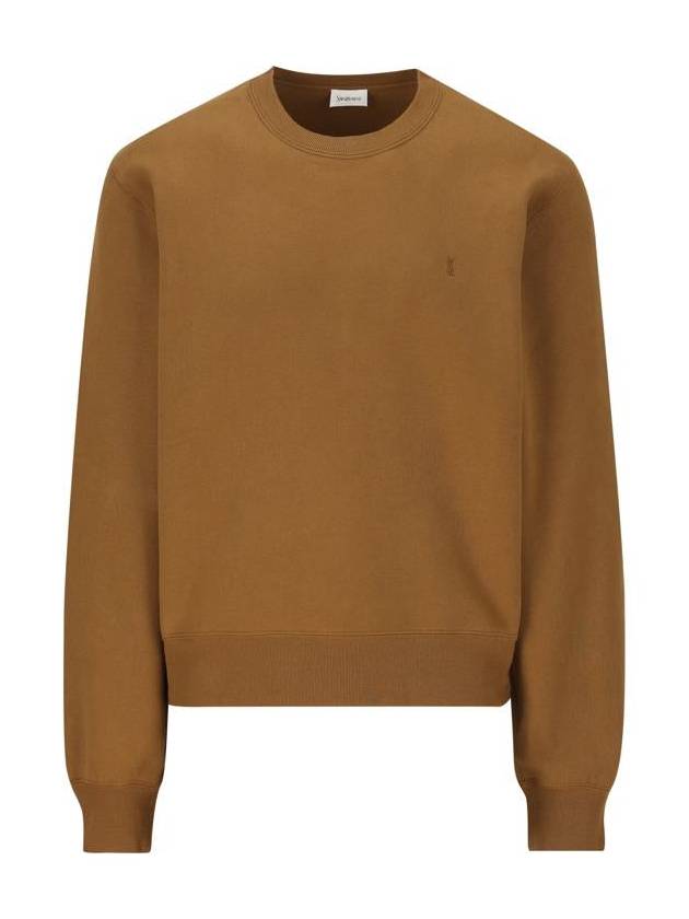 Saint Laurent Embroidered logo knit top brown