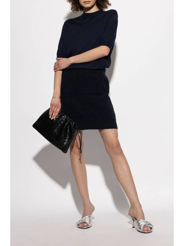 Bottega Veneta Bottega Veneta Skirt With Pockets, Women's, Navy Blue