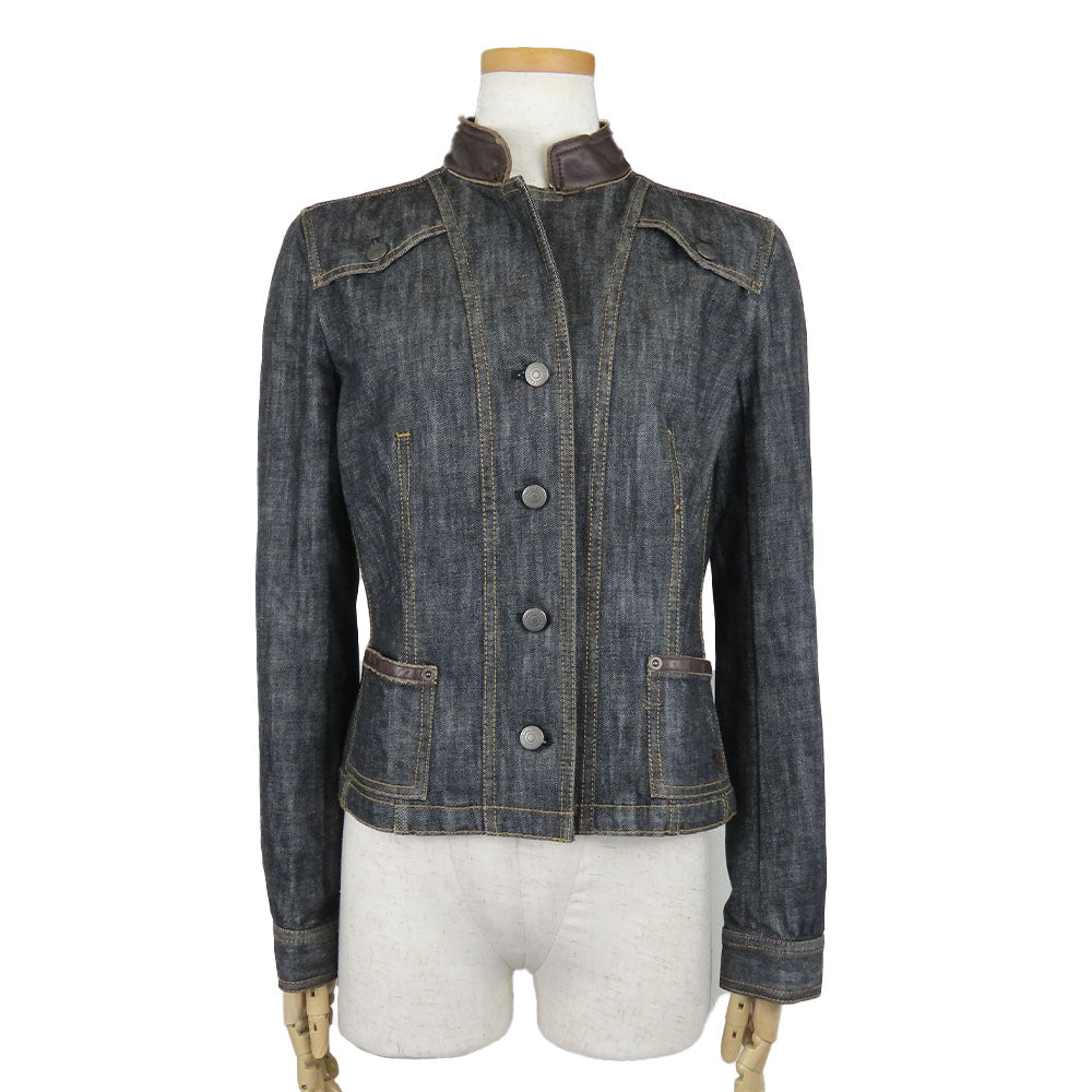 Burberry Denim Leather Jacket Black 38