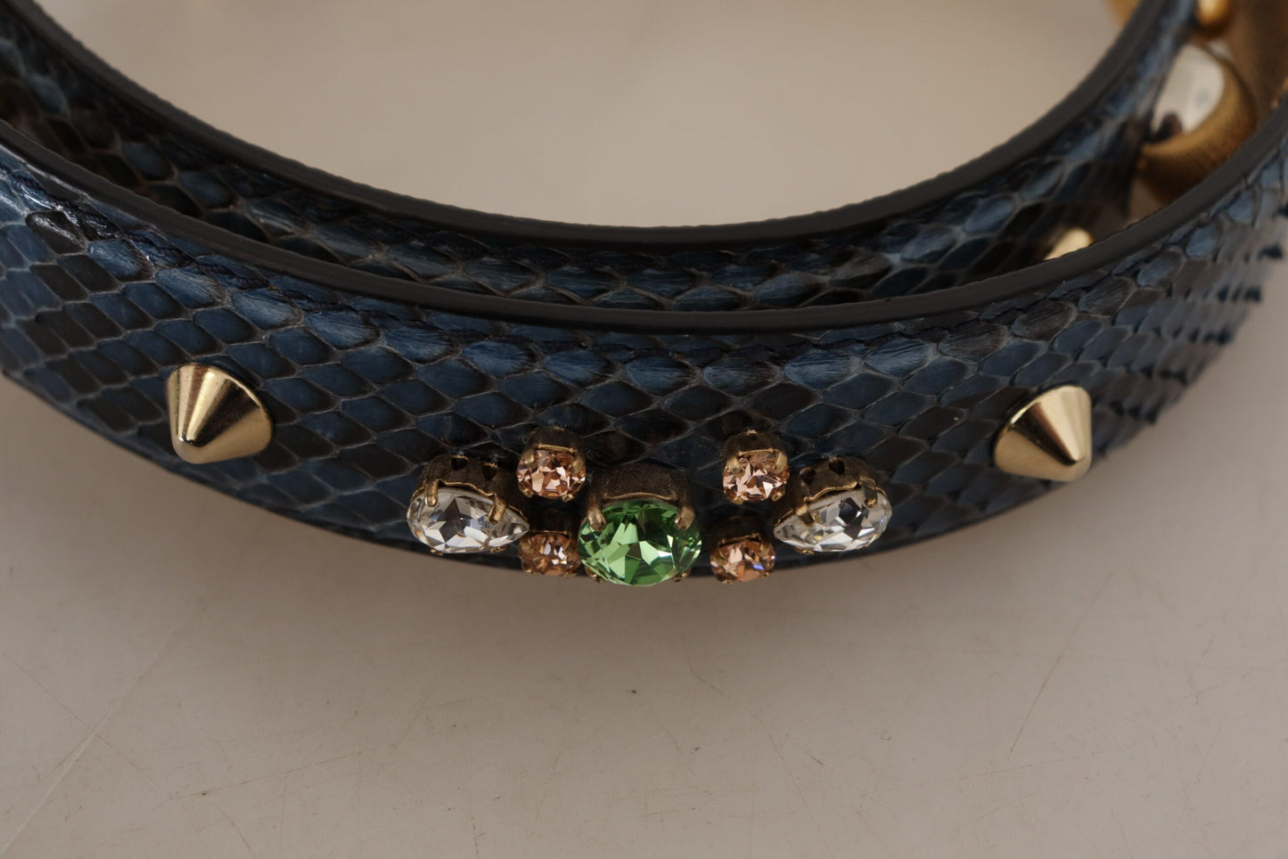 Dolce & Gabbana Blue Exotic Leather Crystals Shoulder Women's Strap