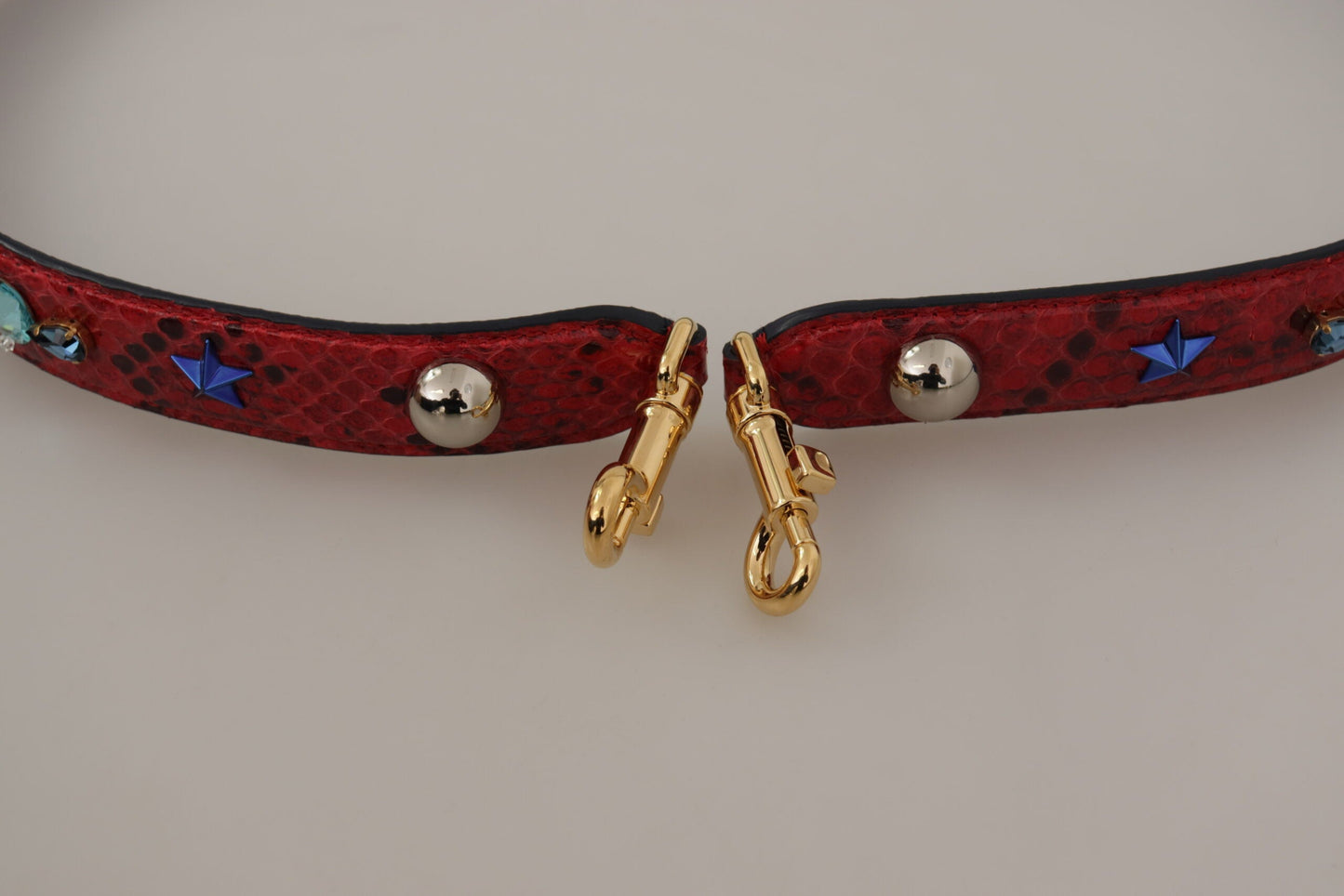 Dolce & Gabbana Red Exotic Leather Crystals Shoulder Women's Strap