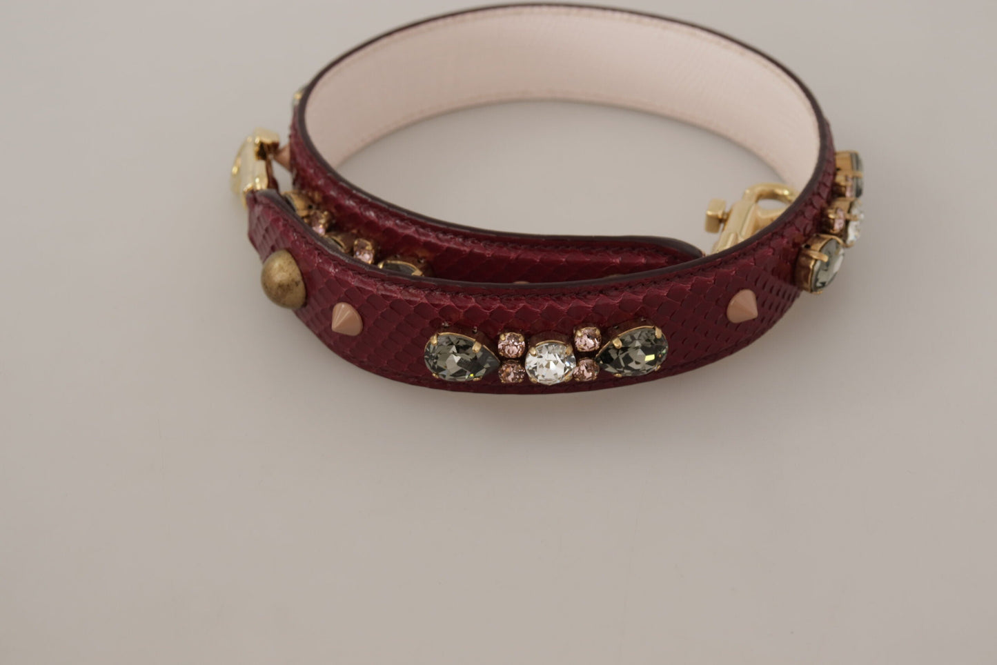 Dolce & Gabbana Bordeaux Leather Crystals Bag Shoulder Women's Strap