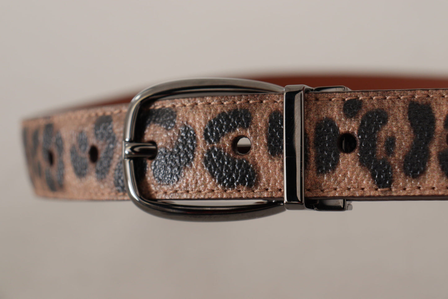 Dolce & Gabbana Brown Leopard Embossed Leather Buckle Women's Belt