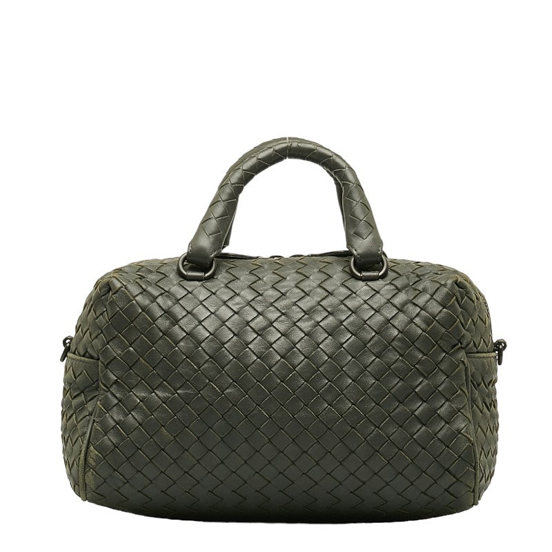 Bottega Veneta Intrecciato Mini Boston Bag in Leather Grey