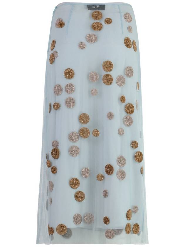 Fendi Embroidered Tulle Skirts Light Blue
