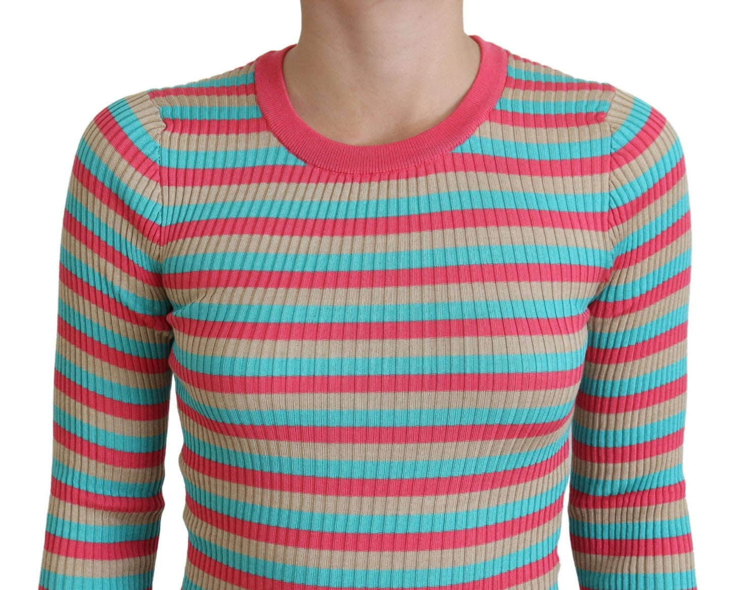 Dolce & Gabbana Multicolor Crewneck Pullover Silk Women's Sweater