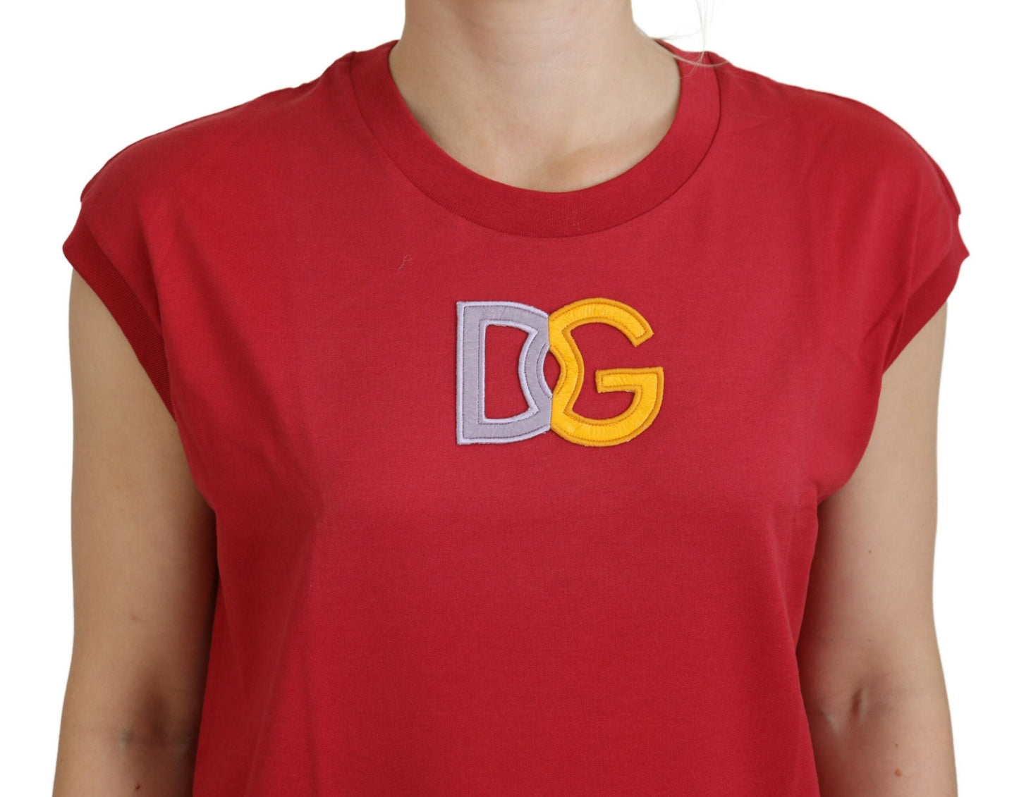 Dolce & Gabbana Red Cotton DG Logo Tank Top Women's T-shirt