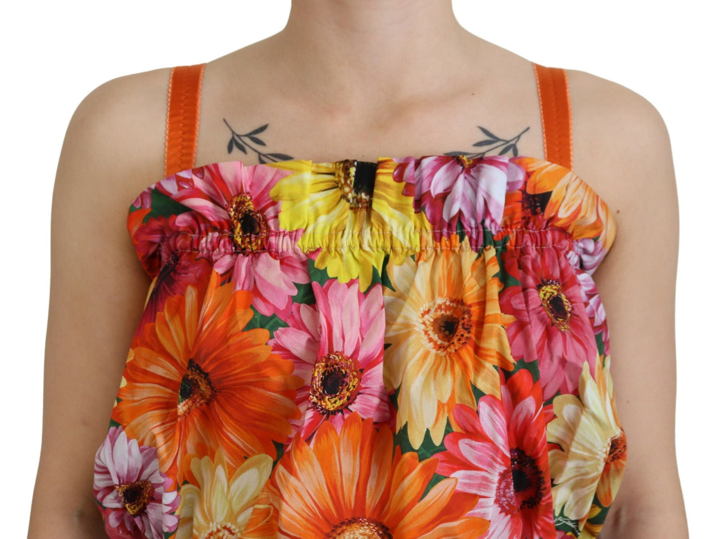 Dolce & Gabbana Blouse Cropped Floral Cotton Tank Women's Top