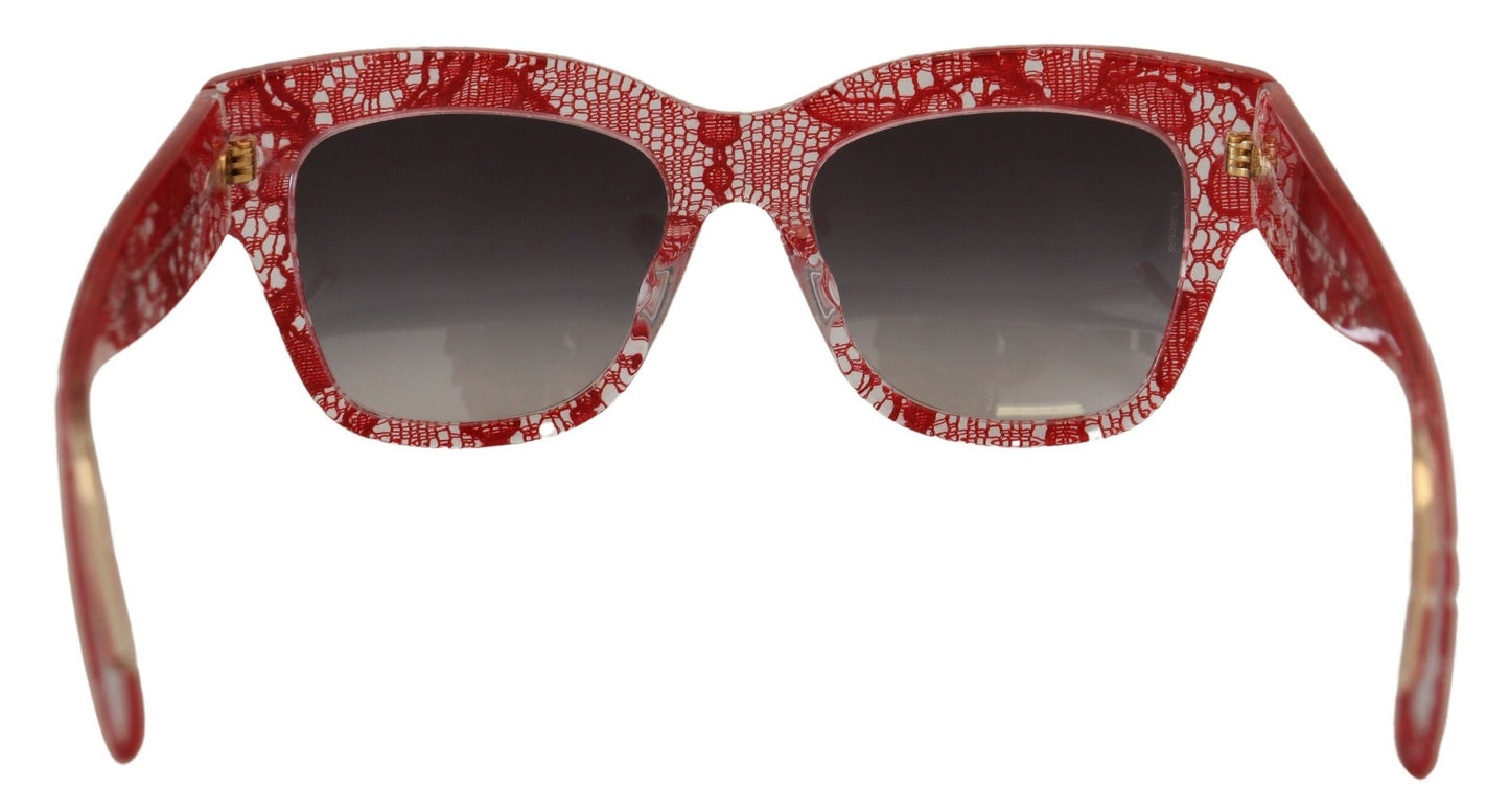 Dolce & Gabbana Red DG4231F Lace Acetate Rectangle Shades Women's Sunglasses