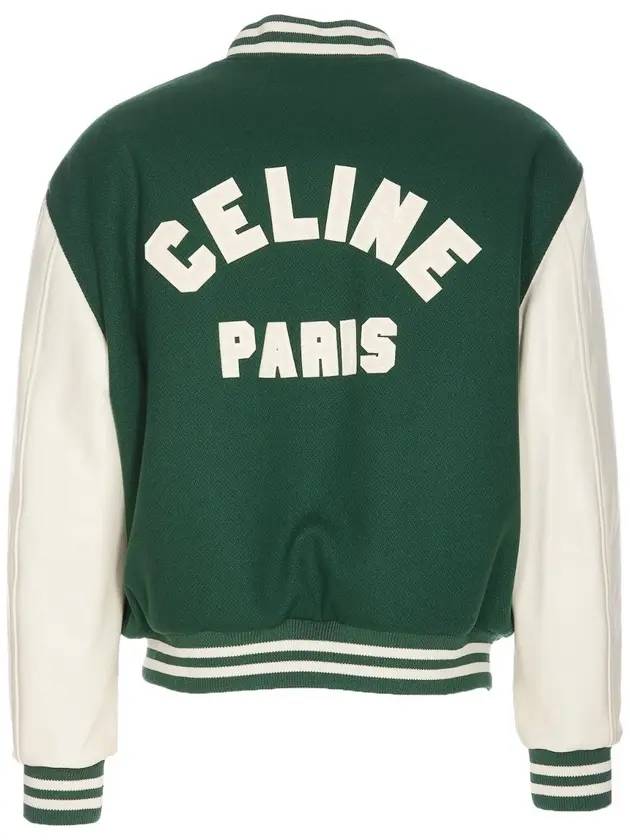 CELINE Teddy Bomber Jacket Loose Bi Matiere Green